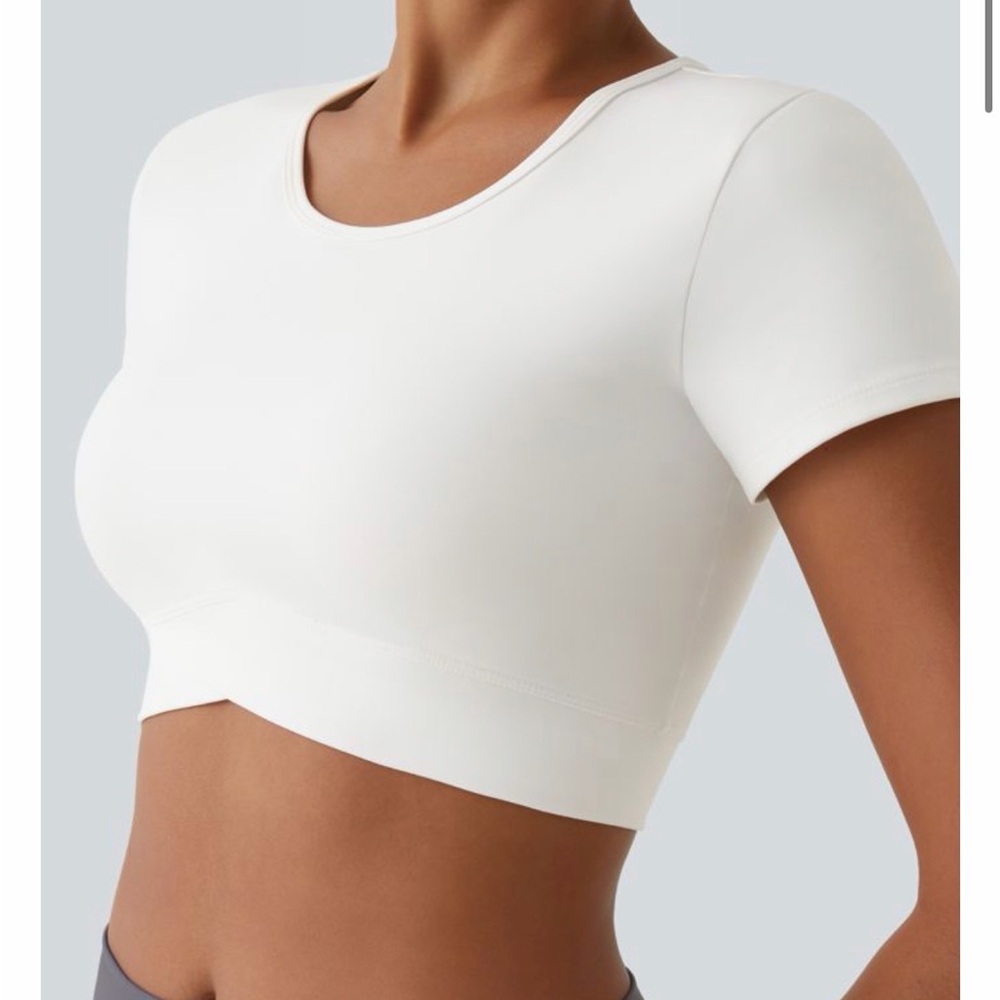 Plush Crossover Hem Cropped Sports Top Size Small